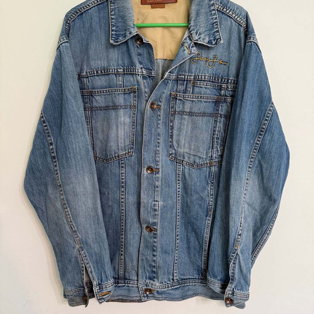 Sean John Jean Jacket Y2K Chore Field Retro‎ Hip Hop Grunge Denim Jacket